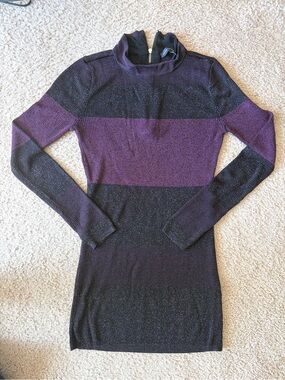 Y2K White House Black Market Rayon Purple and Black Tunic